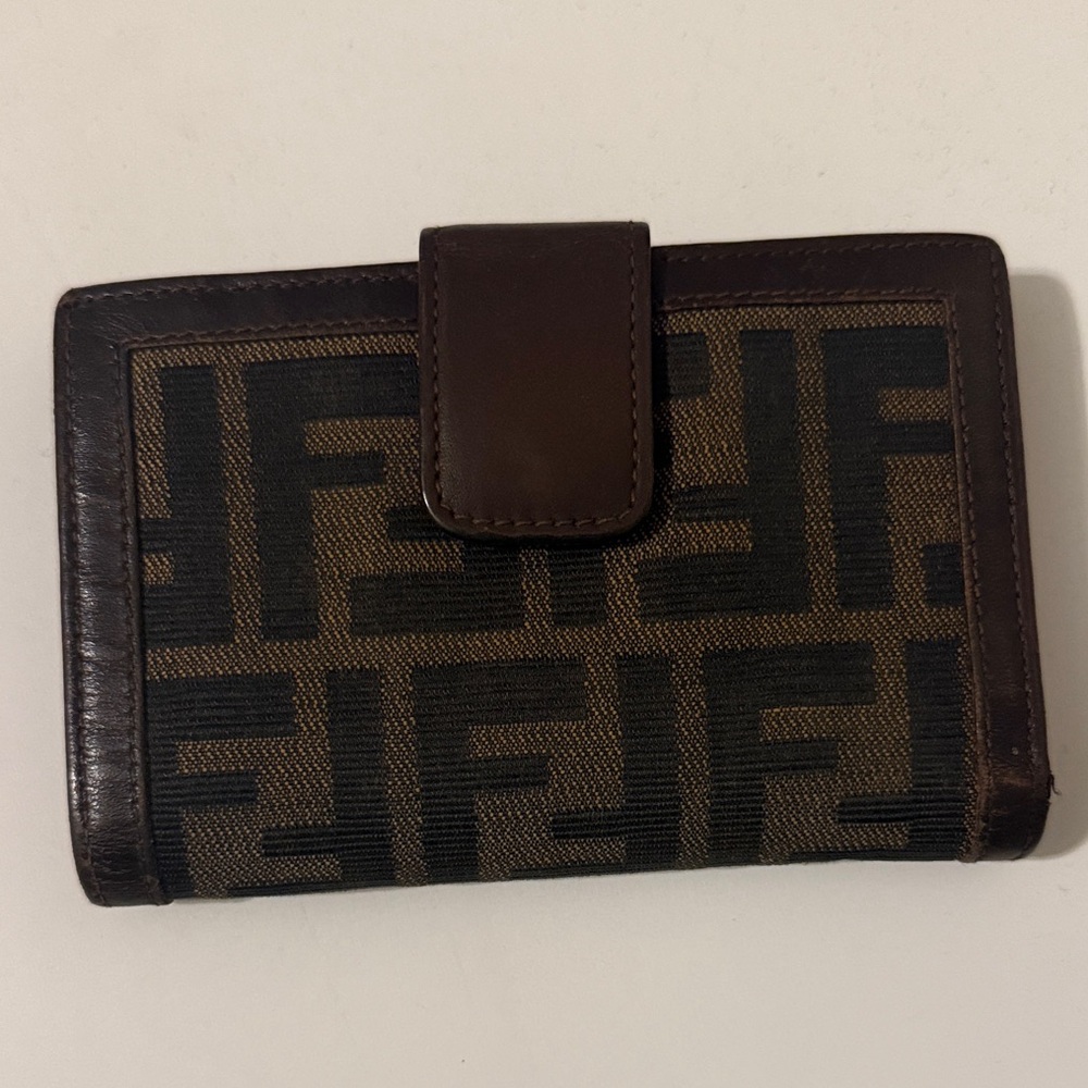 Fendi Black and Brown Logo Wallet